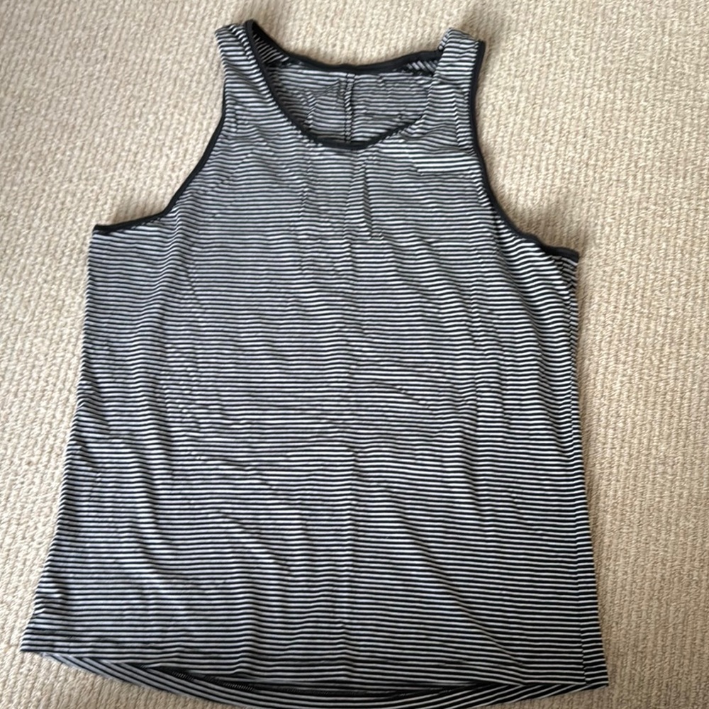 Lululemon Athletica Black and White Striped Tank Top